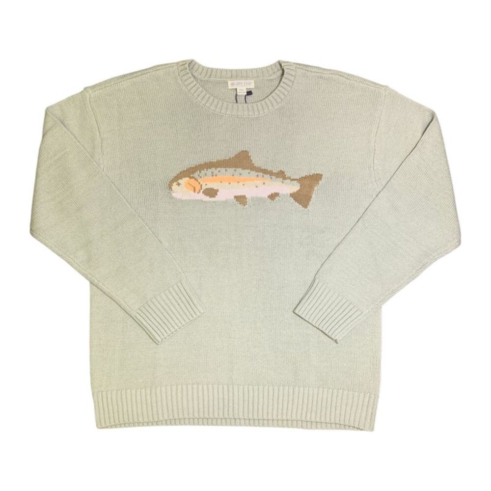 Mighty Fine Women's Midweight Crew Neck Easy Fit Americana Sweater - Sage